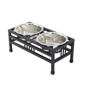 BRAND NEW IN BOX Wrought Iron Elevated Pet Double Diner, w/Stainless Steel bowls